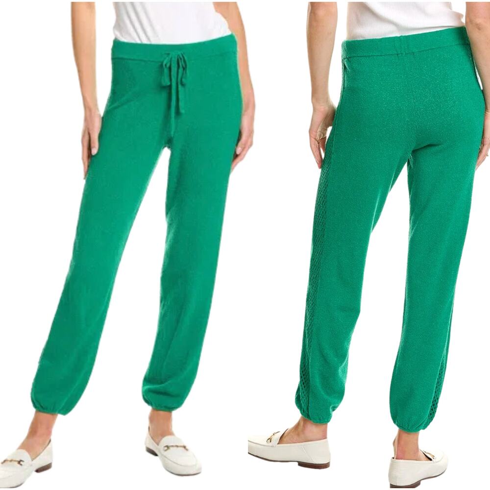 NEW Monrow Drawstring Boucle Knit Vintage Sweatpants Green Size: Small